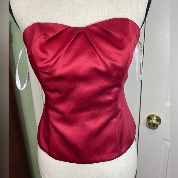 Y2K David’s bridal 2piece red satin strapless corset sz2 Matching maxi skirt sz4 - Picture 13 of 15